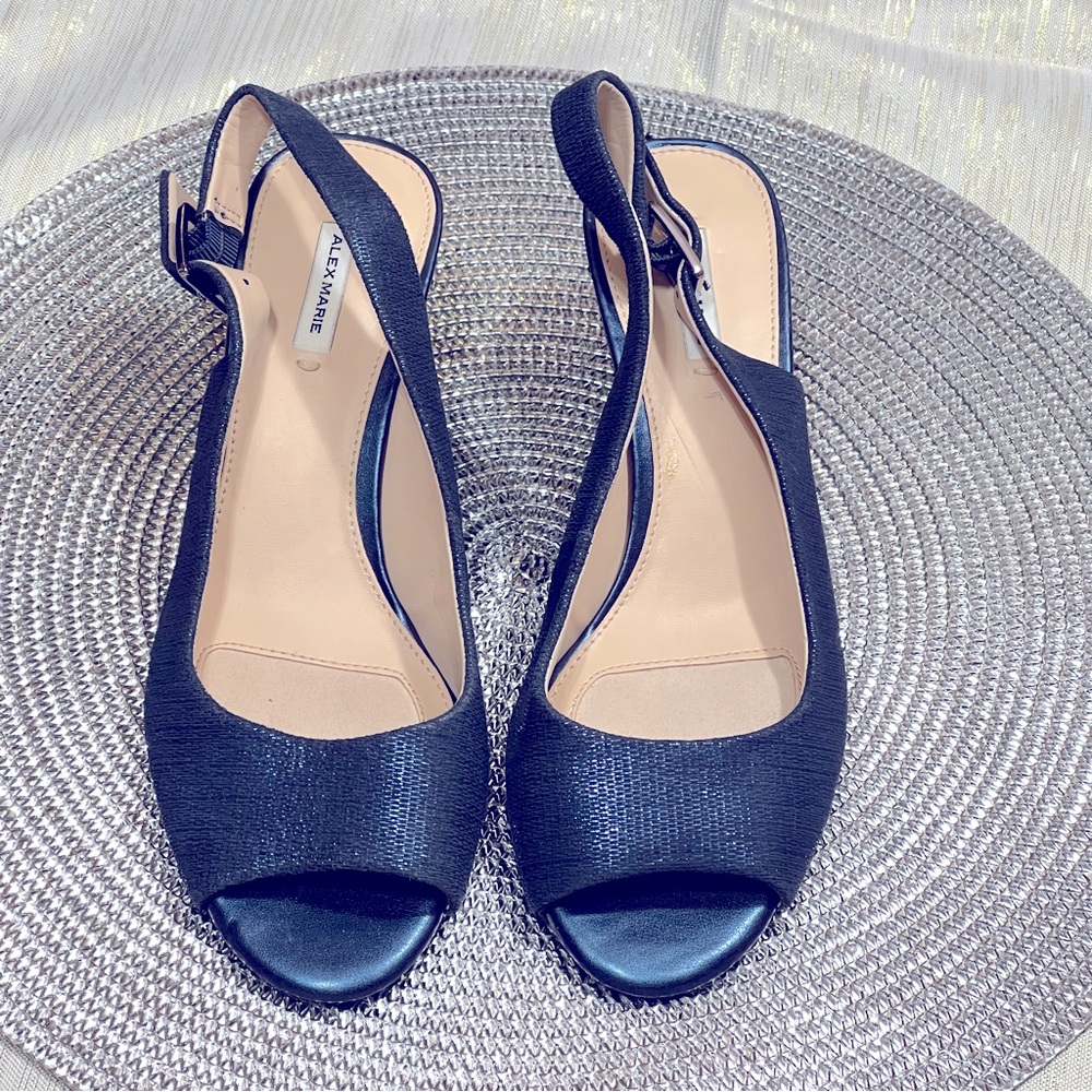 Brand new and never worn; Blue-green wedge heels by Alex Marie - Size7